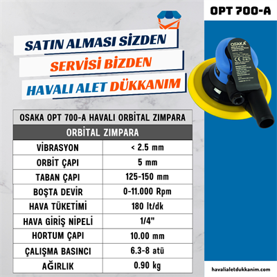 OSAKA OPT 700-A Havalı Orbital Zımpara 150 mm