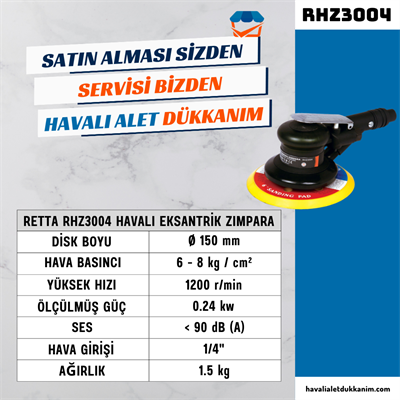 RETTA RHZ3004 Havalı Eksantrik Zımpara 150 mm