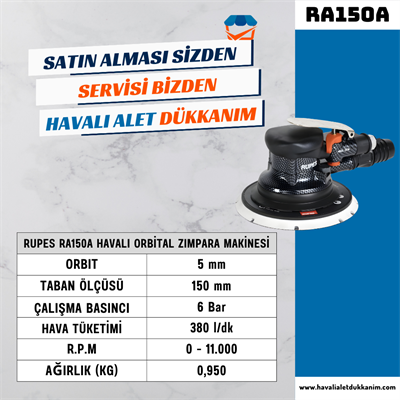 RUPES RA150A Havalı Orbital Zımpara Makinesi 150 mm