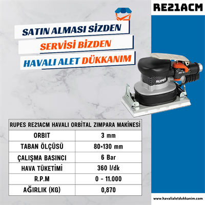 RUPES RE21ACM Havalı Orbital Zımpara Makinesi 80x130 mm