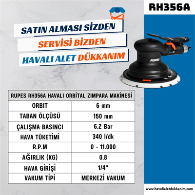 RUPES RH356A Havalı Orbital Zımpara Makinesi 150 mm