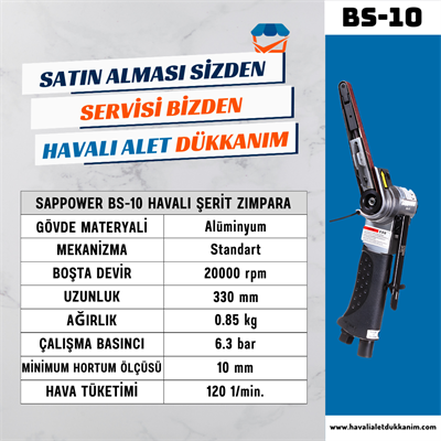SAPPOWER BS-10 Havalı Şerit Zımpara