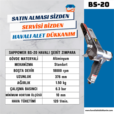 SAPPOWER BS-20 Havalı Şerit Zımpara