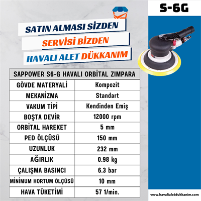 SAPPOWER S-6G Havalı Orbital Zımpara