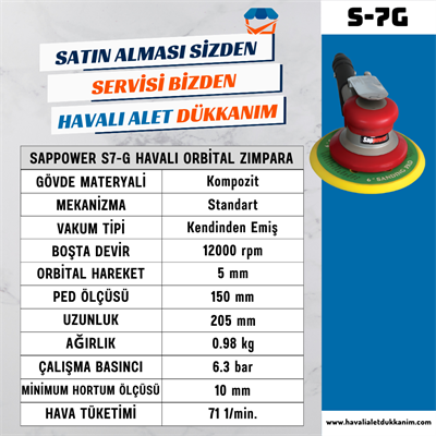 SAPPOWER S-7G Havalı Orbital Zımpara