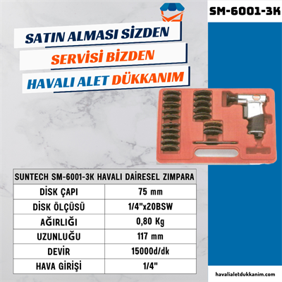SUNTECH SM-6001-3K Havalı Dairesel Zımpara