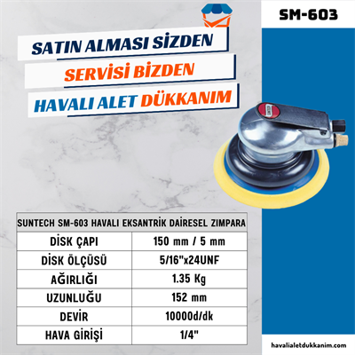 SUNTECH SM-603 Havalı Eksantrik Dairesel Zımpara