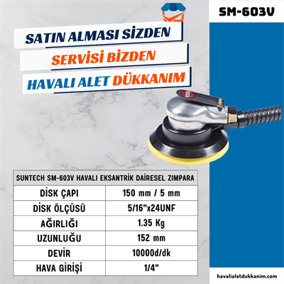 SUNTECH SM-603V Havalı Eksantrik Dairesel Zımpara (Toz Emişli)