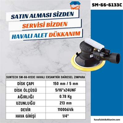 SUNTECH SM-66-6133C Havalı Eksantrik Dairesel Zımpara (Toz Emişli)