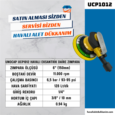 UNOCAP UCP1012 Havalı Eksantrik Daire Zımpara