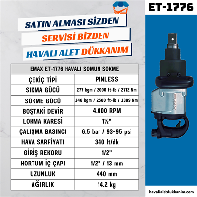 EMAX ET-1776 Havalı Somun Sökme 1-1/2