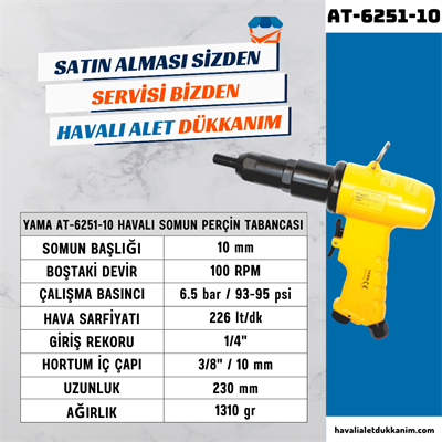 YAMA AT-6251-10 Havalı Somun Perçin Tabancası 10 mm
