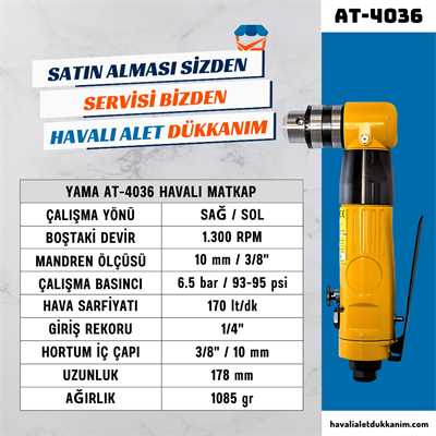 YAMA AT-4036 Havalı Matkap 10 mm 90°