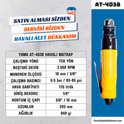 YAMA AT-4038 Havalı Matkap 10 mm