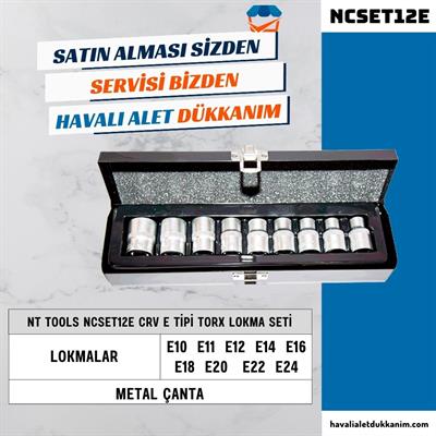 NT Tools NCSET12E CrV E Tipi Torx Lokma Seti 10 Parça 1/2