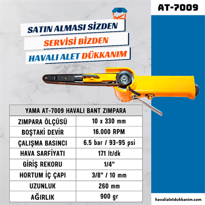 YAMA AT-7009 Havalı Dar Tip Bant Zımpara