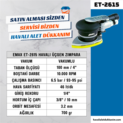 EMAX ET-2615 Havalı Üçgen Zımpara 100 mm