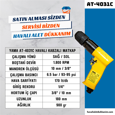 YAMA AT-4031C Havalı Kabzalı Matkap 10 mm