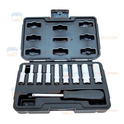 NT Tools NCSETU14 Altı Köşe Uzun CrV Lokma Seti 11 Parça 1/4