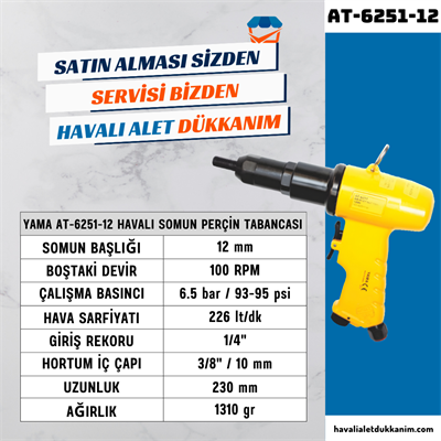 YAMA AT-6251-12 Havalı Somun Perçin Tabancası 12 mm