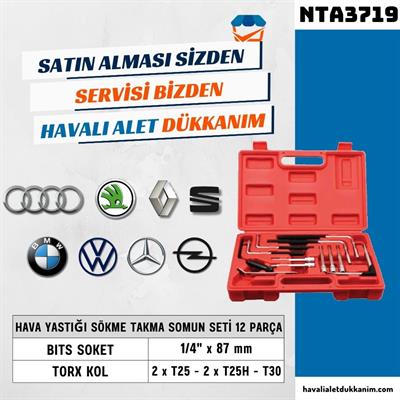 NT Tools NTA3719 Hava Yastığı Sökme Takma Somun Seti 12 Parça