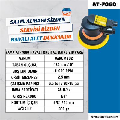 YAMA AT-7060 Havalı Orbital Daire Zımpara 125 mm