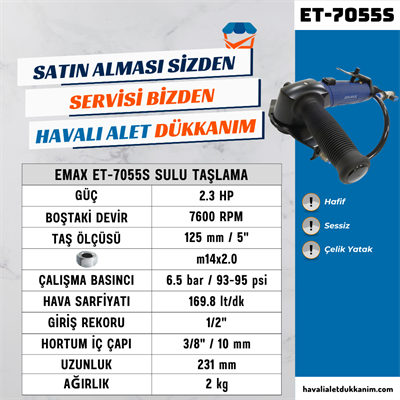 EMAX ET-7055S Sulu Taşlama 125 mm