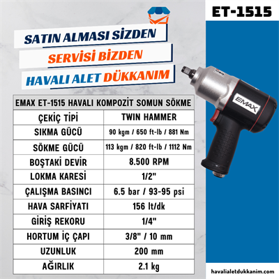 EMAX ET-1515 Havalı Kompozit Somun Sökme 1/2