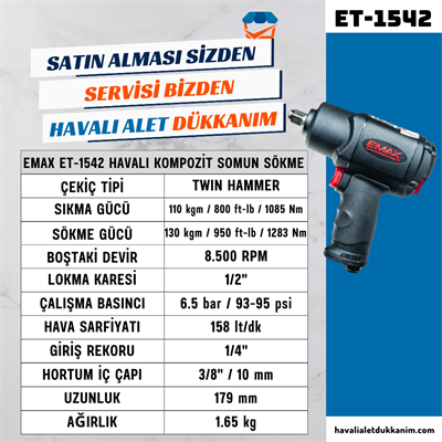 EMAX ET-1542 Havalı Kompozit Somun Sökme 1/2