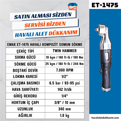 EMAX ET-5745 Havalı Kompozit Somun Sökme 1/2