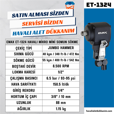 EMAX ET-1324 Havalı Mini Somun Sökme 1/2