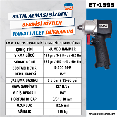 EMAX ET-1595 Havalı Kompozit Mini Somun Sökme 1/2