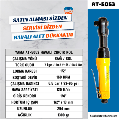 YAMA AT-5053 Havalı Cırcır Kol 1/2 7 kgm