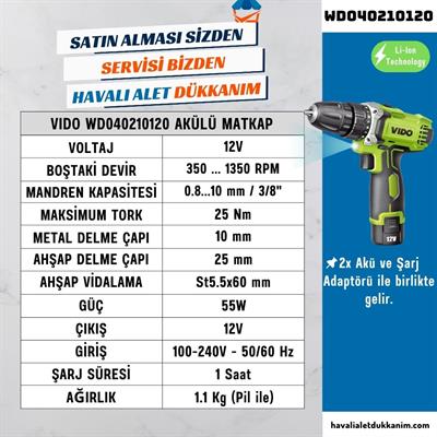 VIDO WD040210120 Akülü Matkap 12V