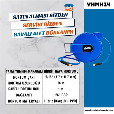YAMA YHMH14 Makaralı Hibrit Hava Hortumu 14+1 metre