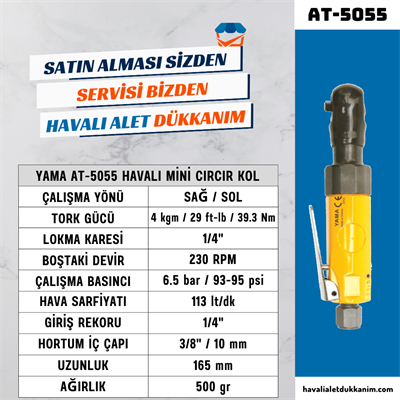 YAMA AT-5055 Havalı Mini Cırcır Kol 1/4 4 kgm