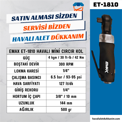 EMAX ET-1810 Havalı Mini Cırcır Kol 1/4