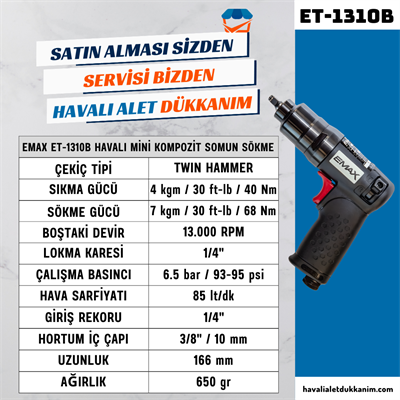 EMAX ET-1310B Havalı Mini Kompozit Somun Sökme 1/4