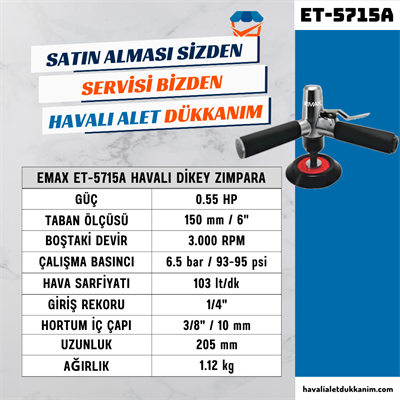 EMAX ET-5715A Havalı Dikey Zımpara 150 mm