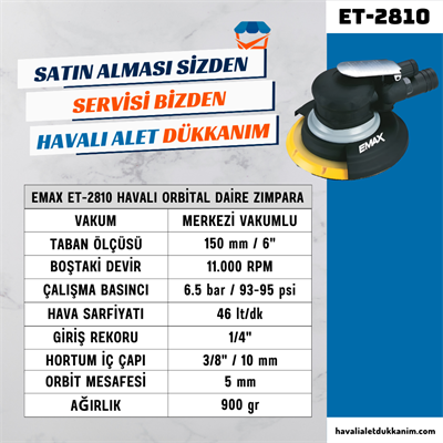 EMAX ET-2810 Havalı Orbital Daire Zımpara 150 mm