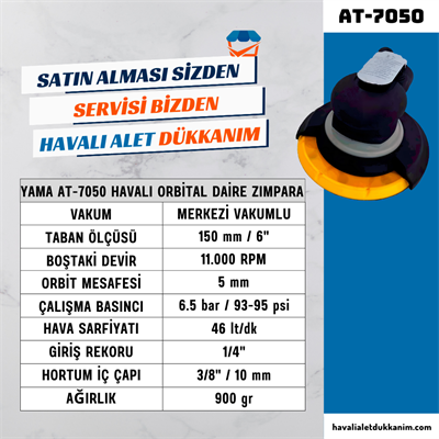 YAMA AT-7050 Havalı Orbital Daire Zımpara 150 mm
