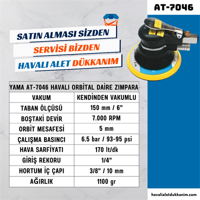 YAMA AT-7046 Havalı Orbital Daire Zımpara 150 mm