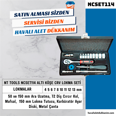 NT Tools NCSET114 Altı Köşe CrV Lokma Seti 16 Parça 1/4
