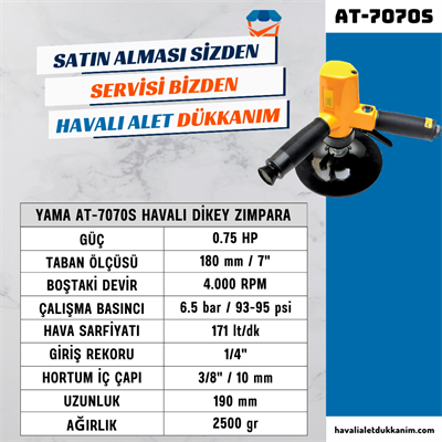 YAMA AT-7070S Havalı Dikey Zımpara 180 mm