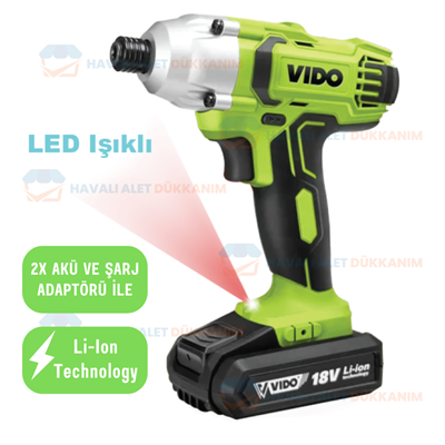 VIDO WD040410180 Akülü Darbeli Vidalama 18V 2x Akü