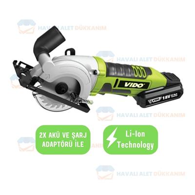 VIDO WD041220180 Akülü Mini Daire Testere 18V 2x Akü
