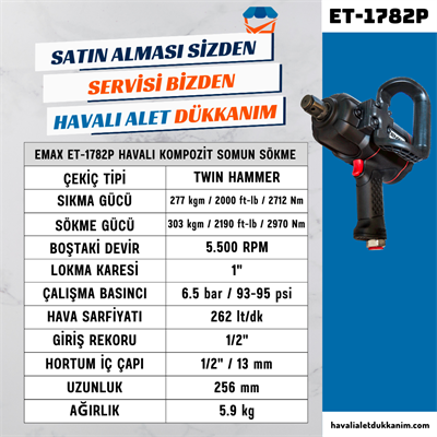 EMAX ET-1782P Kompozit Havalı Somun Sökme 1