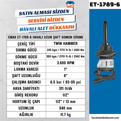EMAX ET-1789-6 Havalı Uzun Şaft Somun Sökme 1