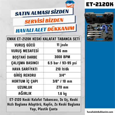 EMAX ET-2120K Havalı Keski Kalafat Tabanca Seti