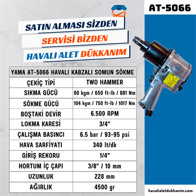 YAMA AT-5066 Havalı Kabzalı Somun Sökme 3/4